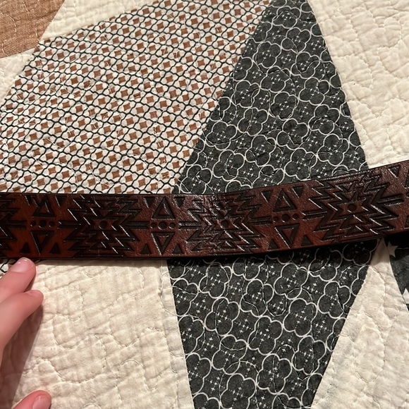 hooey aztec leather engraved belt - Picture 3 of 5